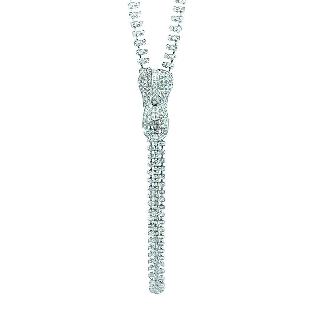 18k White Gold 7.76ctw Diamond Zipper Necklace – Jack Sutton 18k White Gold 7.76ctw Diamond Zipper Necklace – Jack Sutton