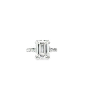 Platinum Emerald Cut Cathedral Engagement Ring