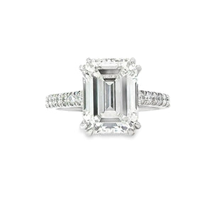 Platinum Emerald Cut Cathedral Engagement Ring