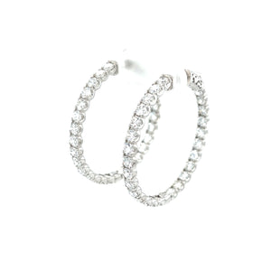 14k White Gold 5.40ctw Round Brilliant Diamond In & Out Hoop Earrings