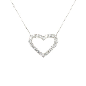14k White Gold 1.50ctw Lab Grown Heart Shape Necklace