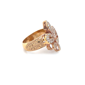 14k Rose Gold .82ctw Small Pave Diamond Fleur de Lis Ring