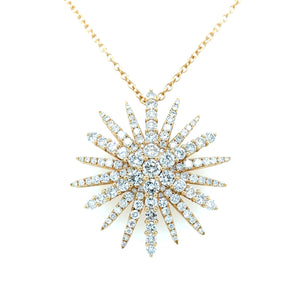 18k Yellow Gold Diamond Starburst Necklace