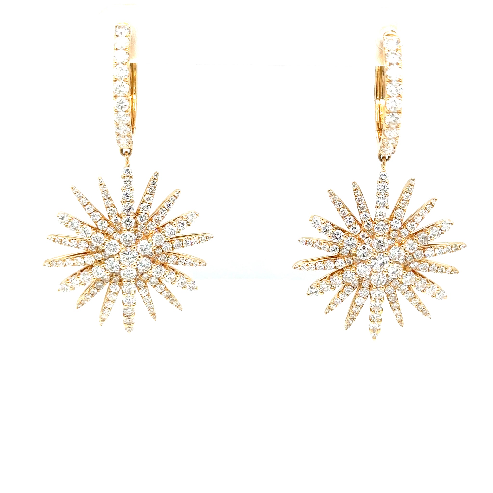 18k Yellow Gold Diamond Starburst Earrings