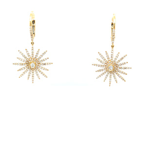 18k Yellow Gold Small Diamond Starburst Earrings