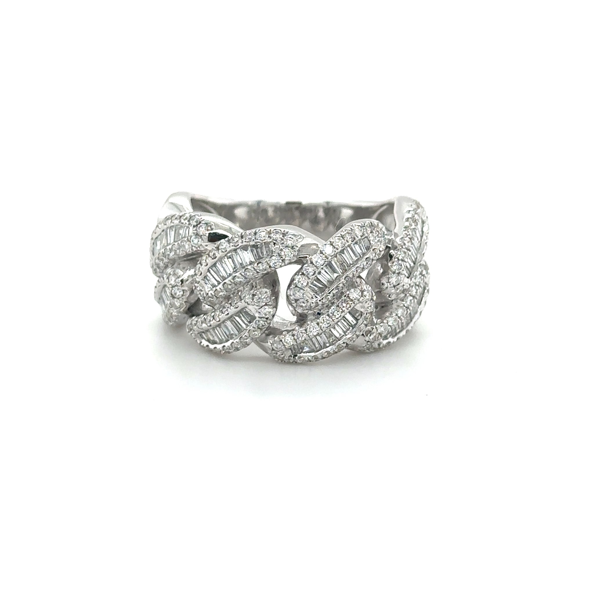 Hip Hop Iced Out Cuban Link Ring 14K White Gold Moissanite Ring, Size: 3 Us  To 9 3/4 Us at Rs 60000 in Surat