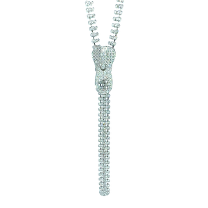 18k White Gold 7.76ctw Diamond Zipper Necklace