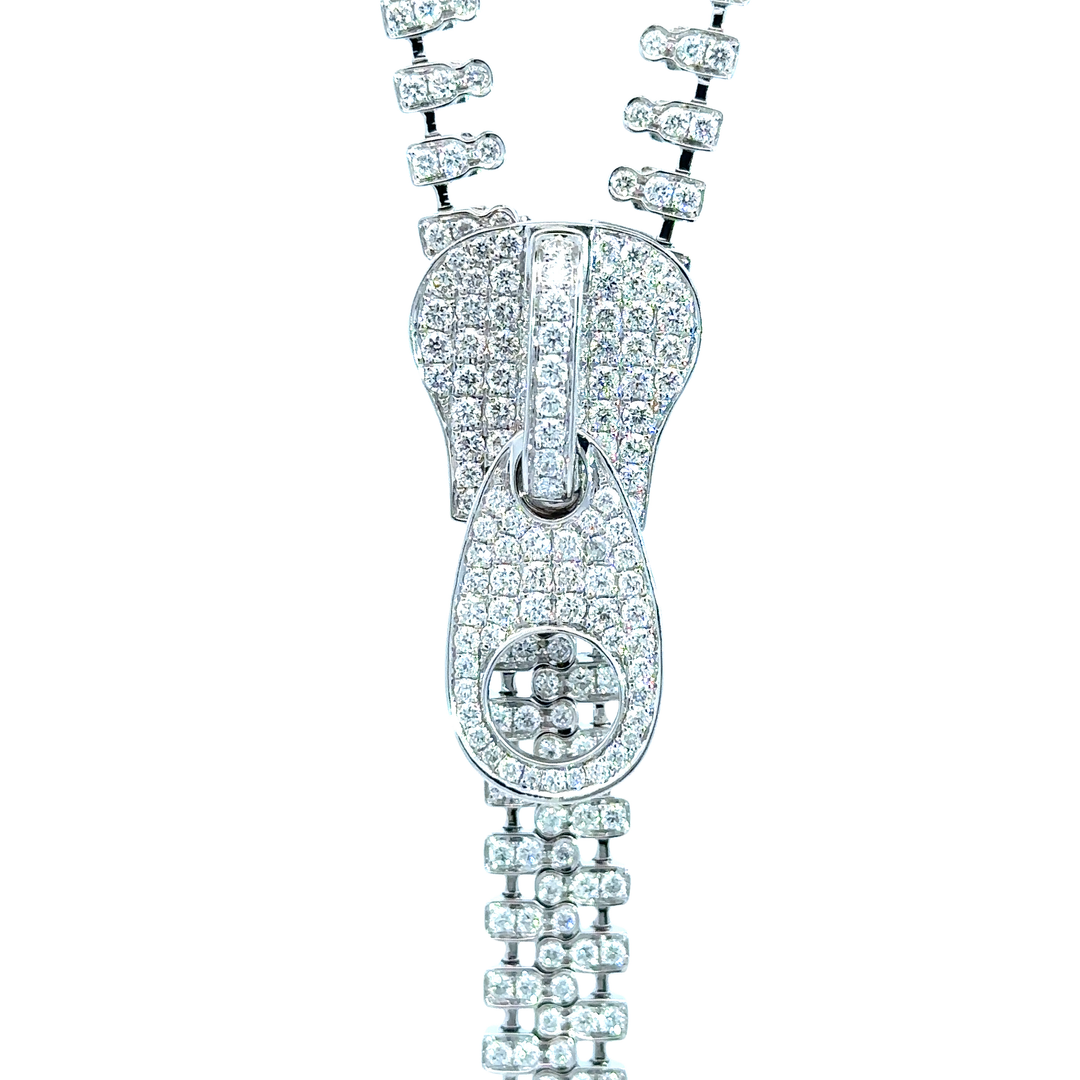 18k White Gold 7.76ctw Diamond Zipper Necklace – Jack Sutton 18k White Gold 7.76ctw Diamond Zipper Necklace – Jack Sutton