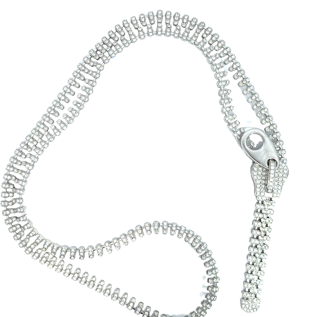 18k White Gold 7.76ctw Diamond Zipper Necklace – Jack Sutton 18k White Gold 7.76ctw Diamond Zipper Necklace – Jack Sutton