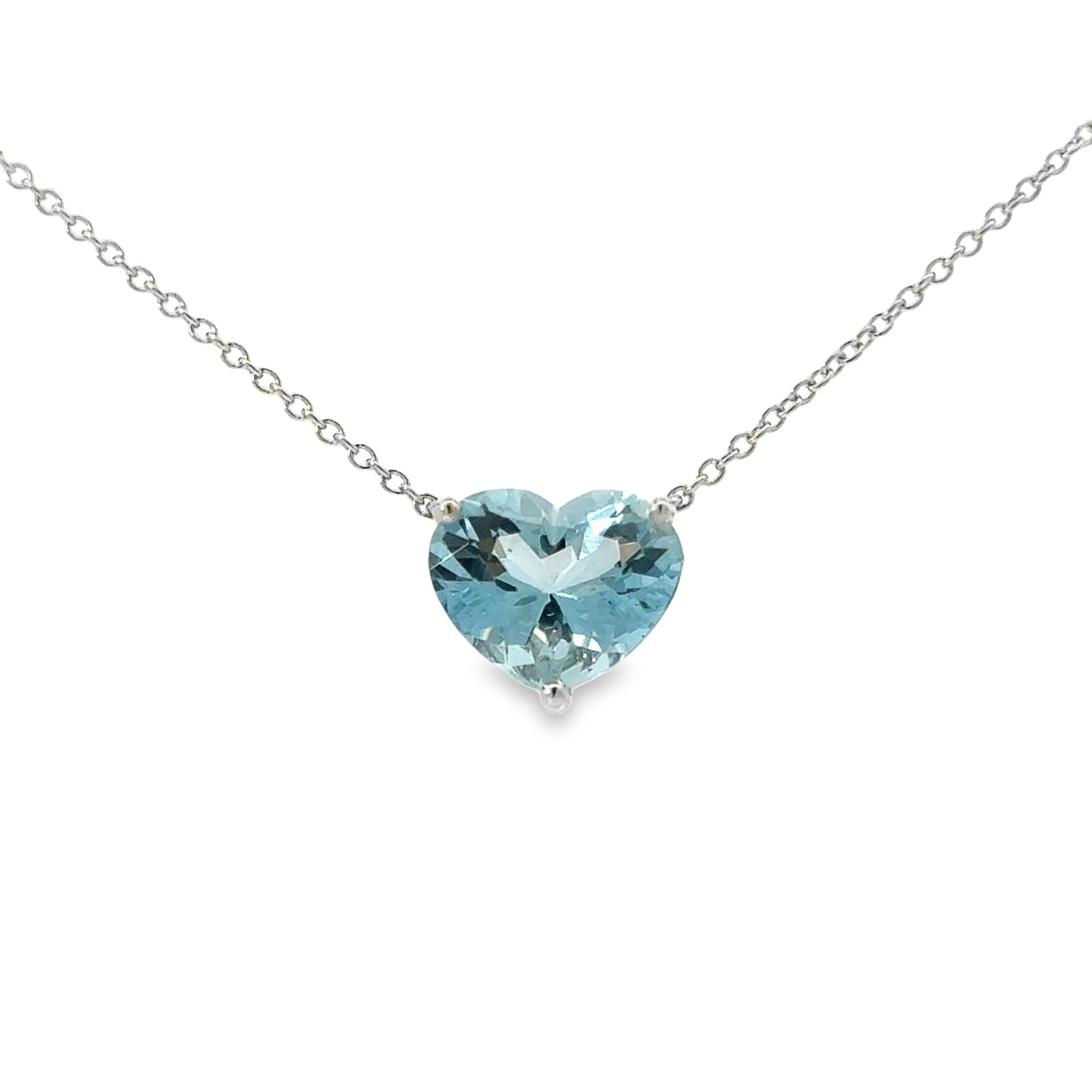 Platinum Heart Shaped Aquamarine Pendant