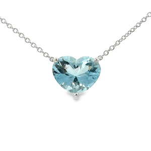 Platinum Heart Shaped Aquamarine Pendant