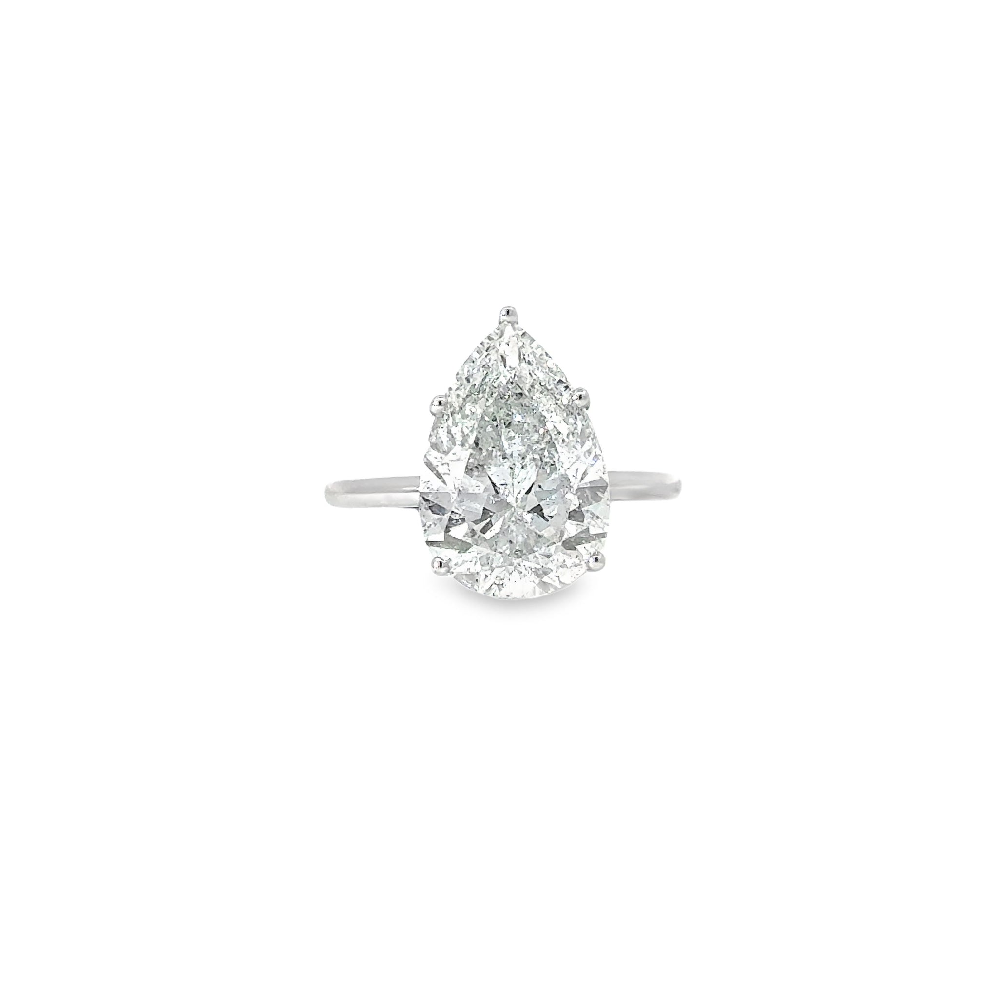 18k White Gold 5.33ct Pear Shape Diamond Solitaire Ring