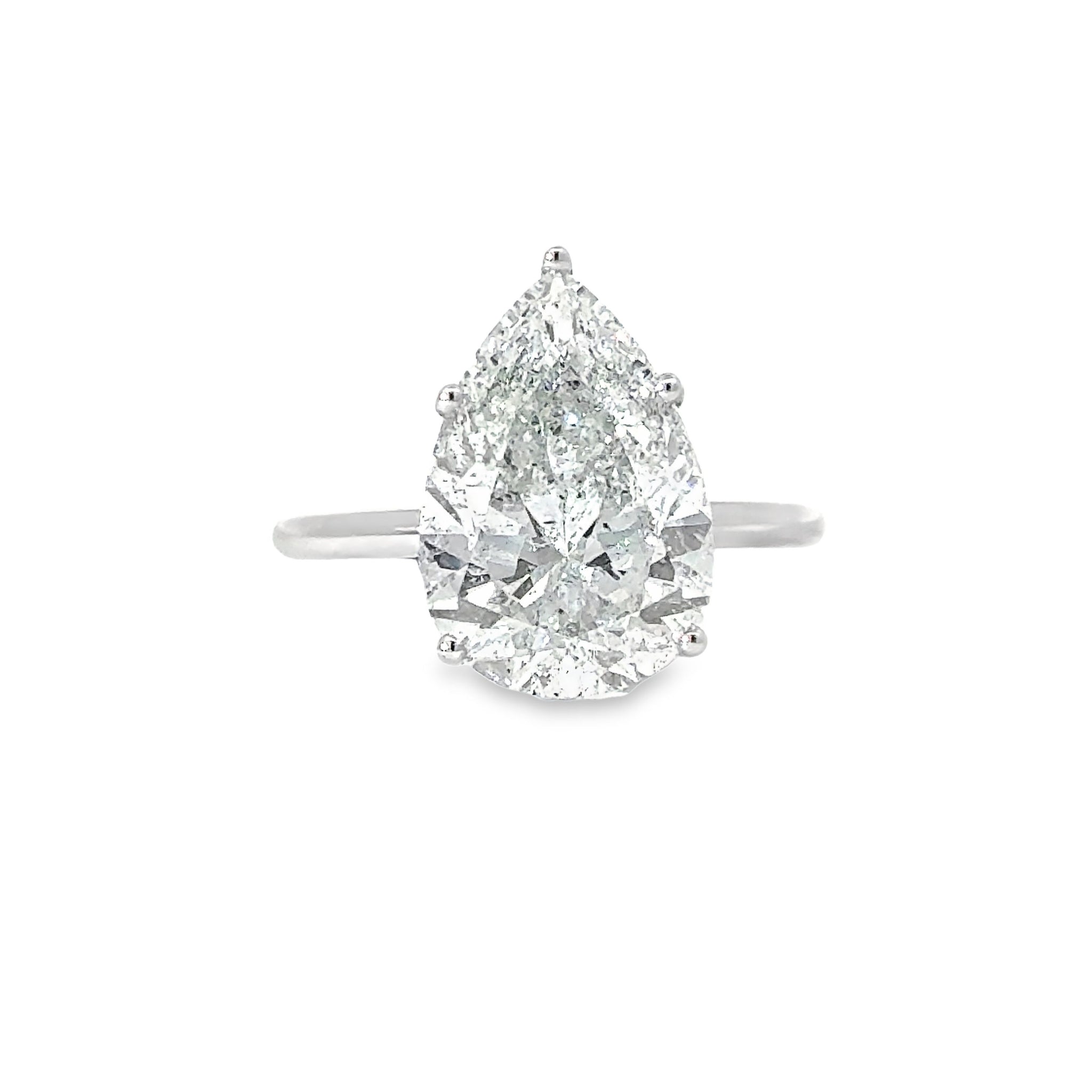 18k White Gold 5.33ct Pear Shape Diamond Solitaire Ring