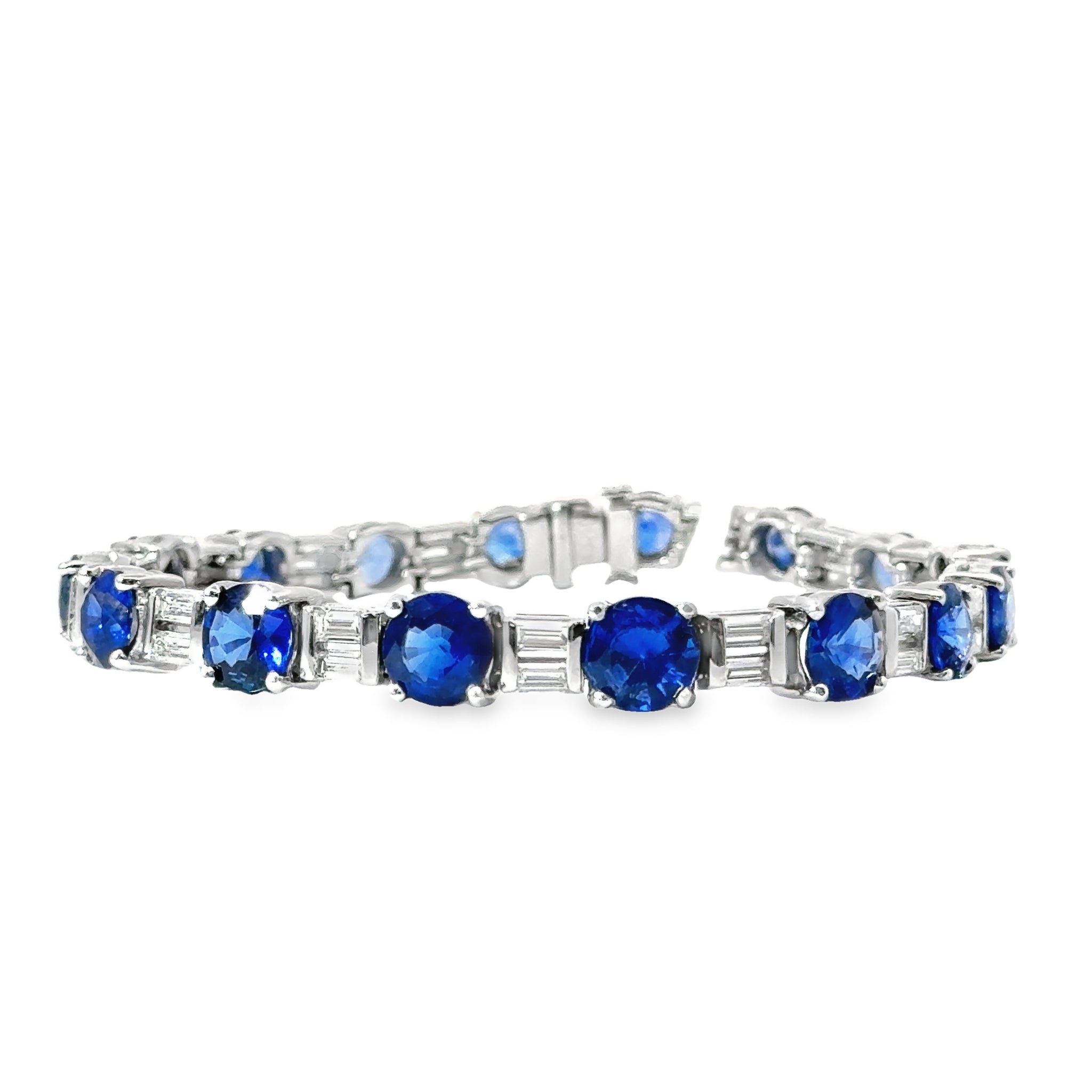 Platinum Sapphire And Diamond Baguette Tennis Bracelet