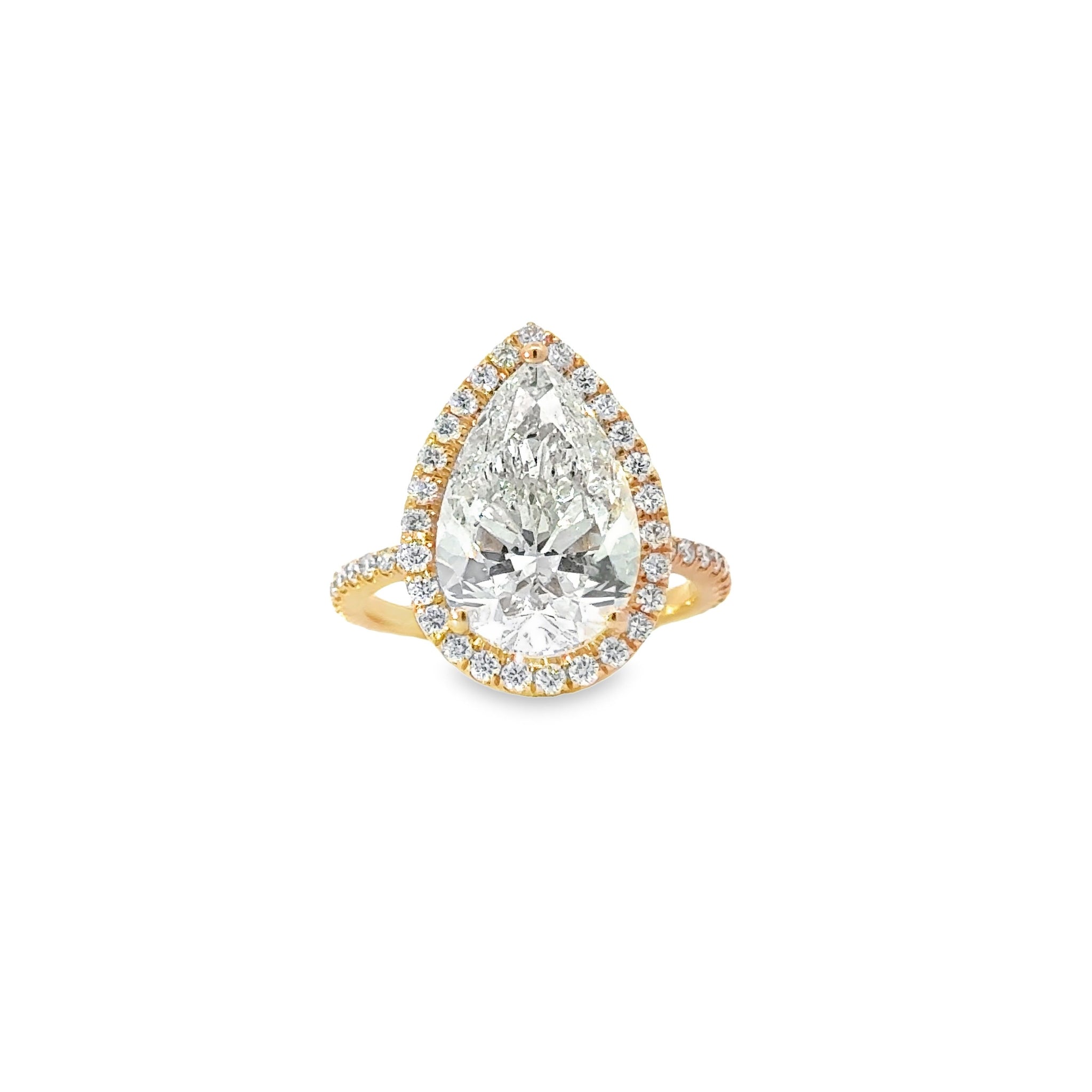 18k Rose Gold Pear Shape Diamond Ultra Thin Halo Ring