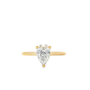 18K Rose Gold Pear Shaped solitaire ring