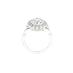 Platinum 1.97ct Pear Shape Scalloped Diamond Halo Ring