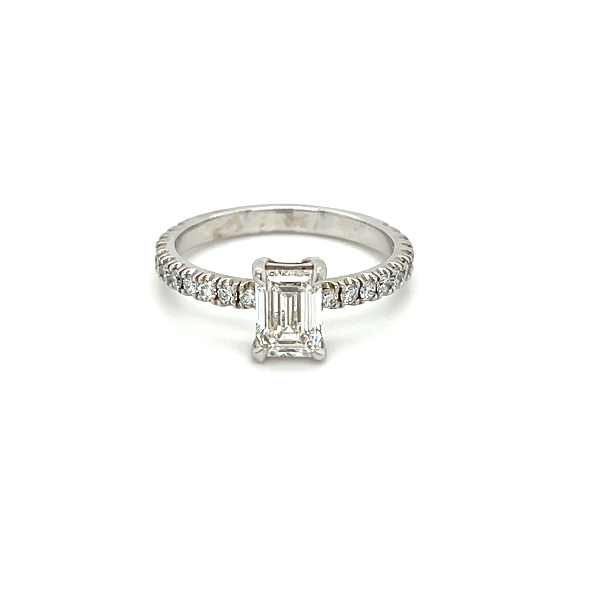 14k White Gold 1.00ct Emerald Cut Diamond Ring