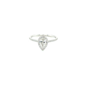 14k White Gold .51ct Pear Shape Diamond Halo Ring