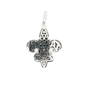 14k White Gold 1.78ctw Black & White Diamond "Who Dat" Fleur de Lis Pendant