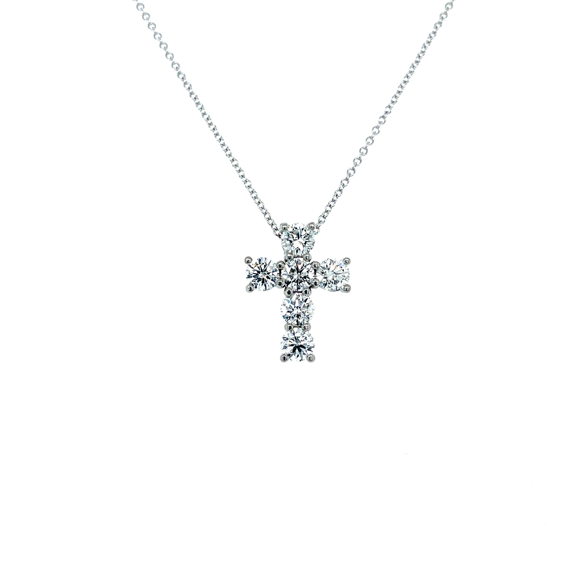Platinum 1.23ctw 6-Stone Diamond Cross Pendant
