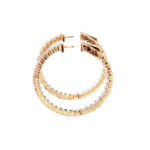 14k Rose Gold 3.33ctw Round Brilliant Cut Diamond In & Out Hoop Earrings