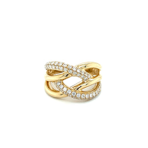 14ky .80ctw Pave Diamond Weaved Design Ring