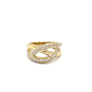 14k Yellow Gold .70ctw Diamond Weave Design Ring