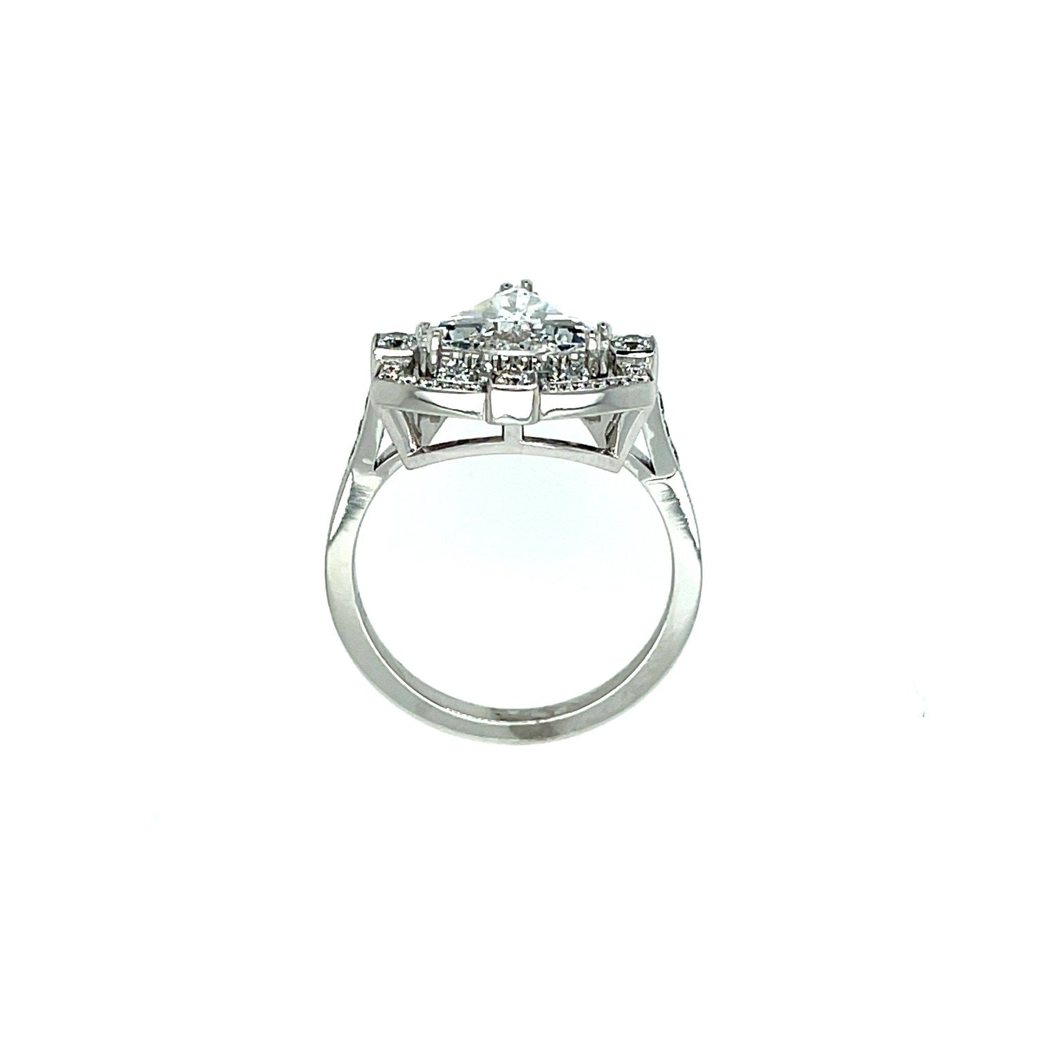 18k White Gold 1.30ct Trillion Diamond Halo Engagement Ring