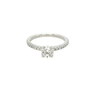14k White Gold .70ct Round Brilliant Cut Pave Ring