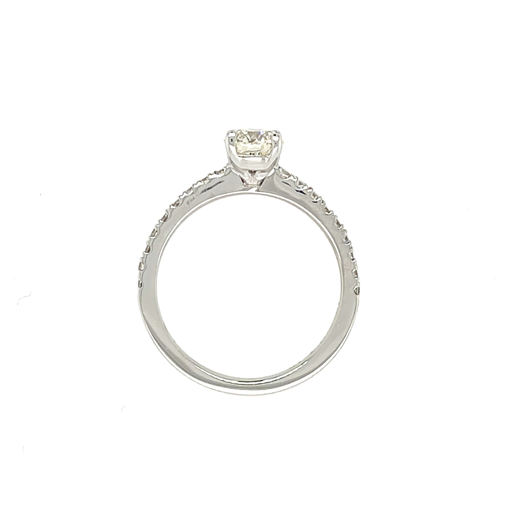 14k White Gold .70ct Round Brilliant Cut Pave Ring