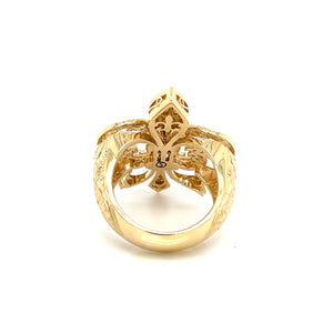 14k Yellow Gold 2.10ctw Large Pave Diamond Fleur de Lis Ring
