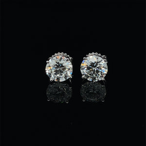 14k White Gold 3.41ctw Diamond 4-Prong Stud Earrings