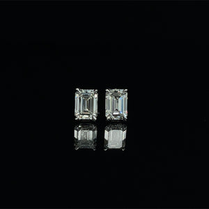 14k White Gold 1.00ctw Emerald Cut Diamond 4-Prong Stud Earrings