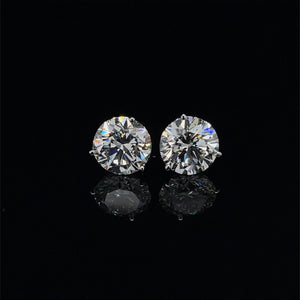 14k White Gold 4.03ctw Diamond 3-Prong Martini Stud Earrings