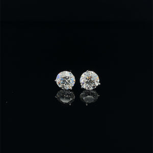 14k White Gold 2.15ctw Diamond 3-Prong Martini Stud Earrings