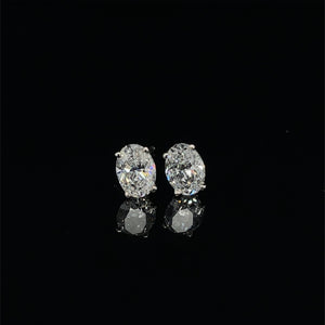 18k White Gold 1.48ctw Oval Diamond Stud Earrings