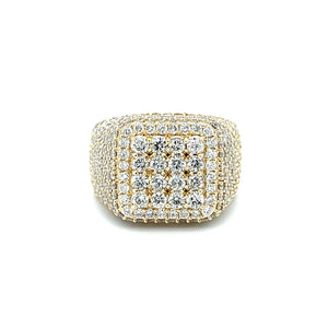 14k Yellow Gold 4.92ctw Diamond Square Top 16 Diamond Ring