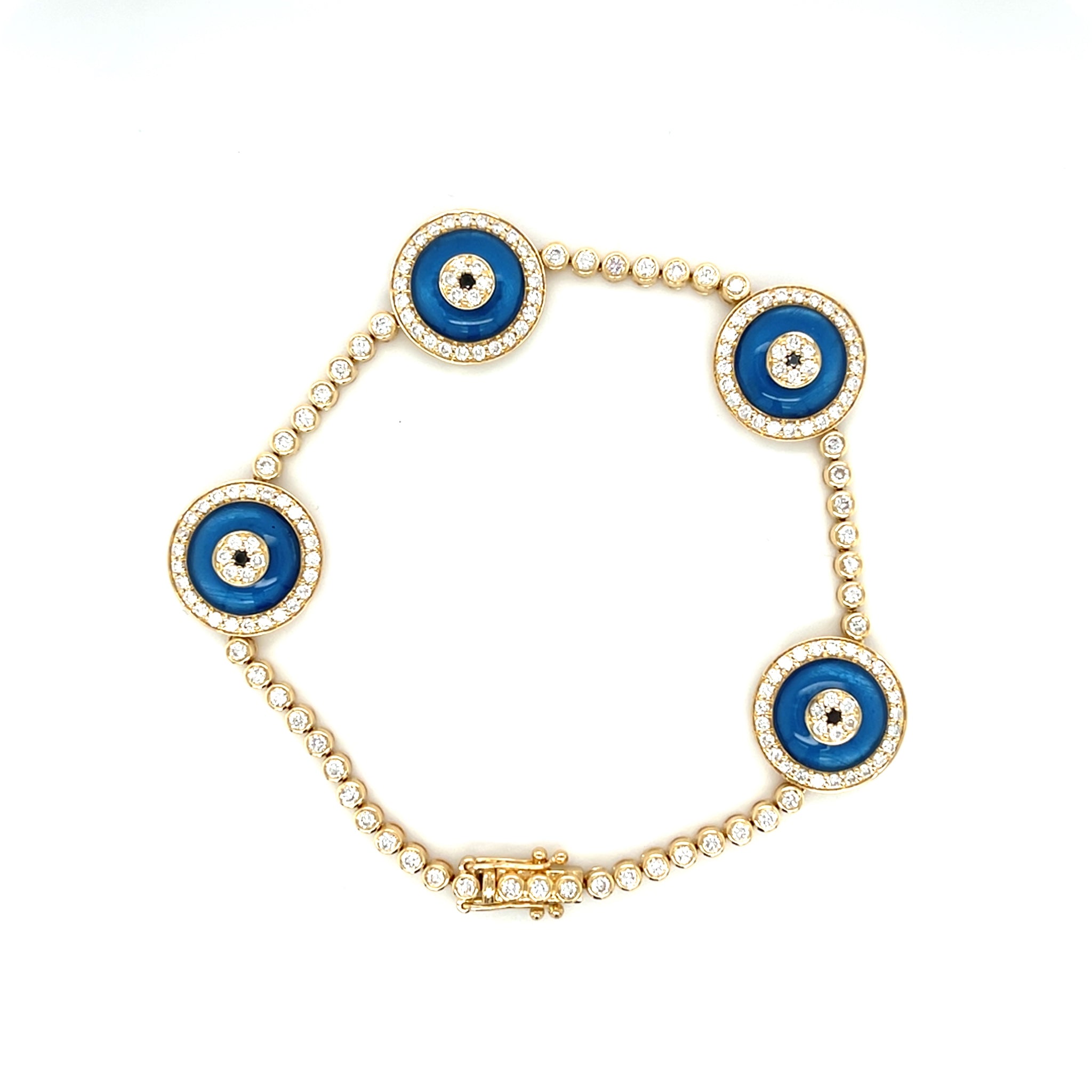 18k Yellow Gold 2.05ctw Diamond Evil Eye Bracelet
