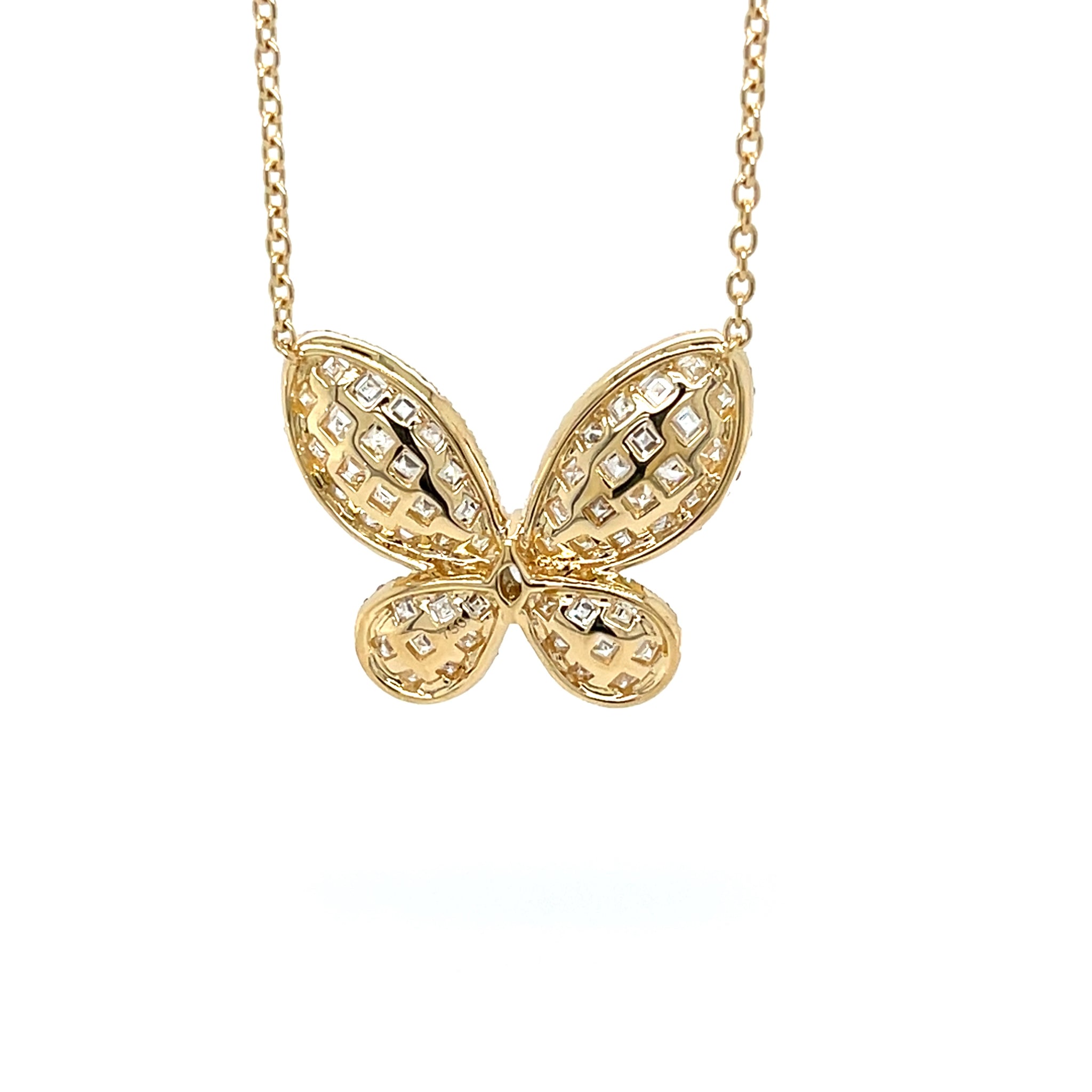 18k Yellow Gold 1.96ctw Diamond Butterfly Necklace