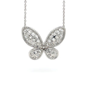 18k White Gold 4.09ctw Diamond Butterfly Necklace