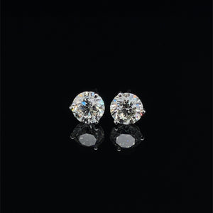14k White Gold 2.02ctw Diamond 3-Prong Stud Earrings