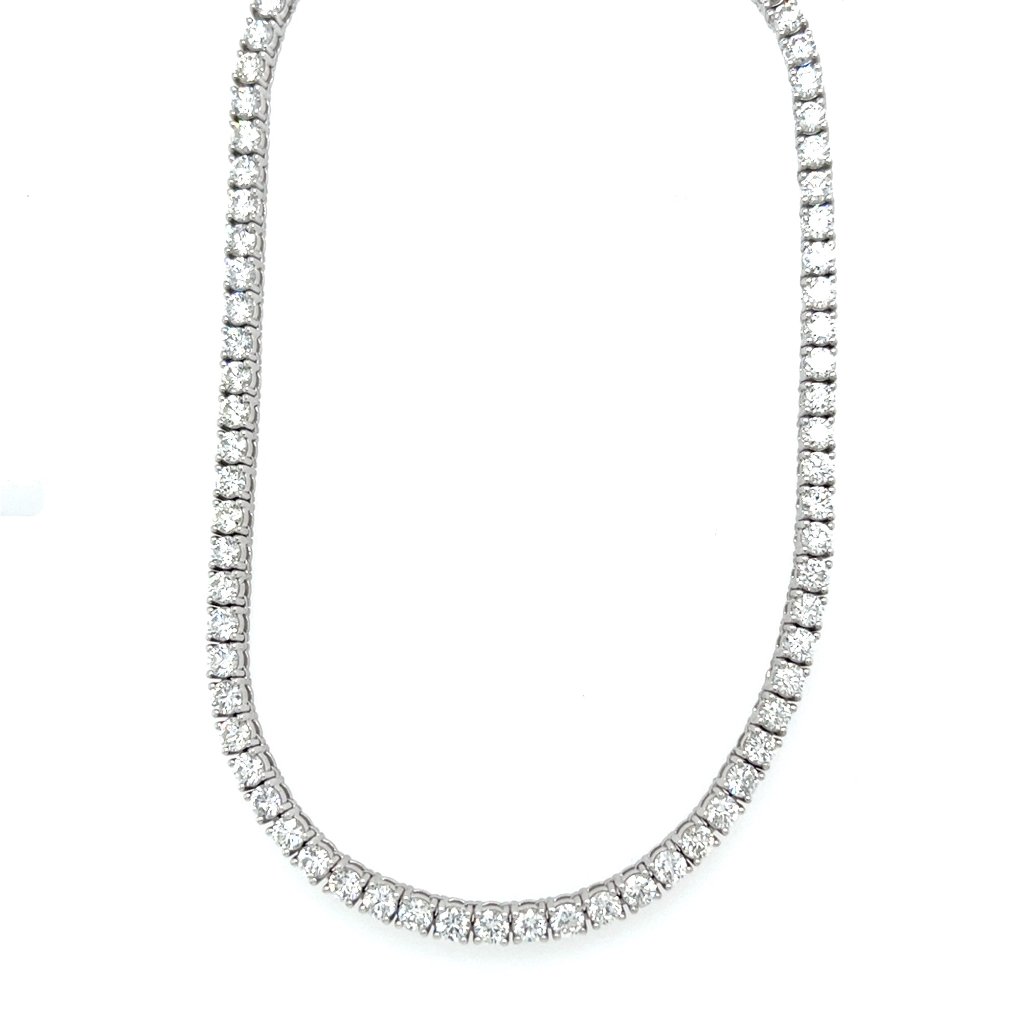 14k White Gold 13.00ctw Diamond Tennis Necklace