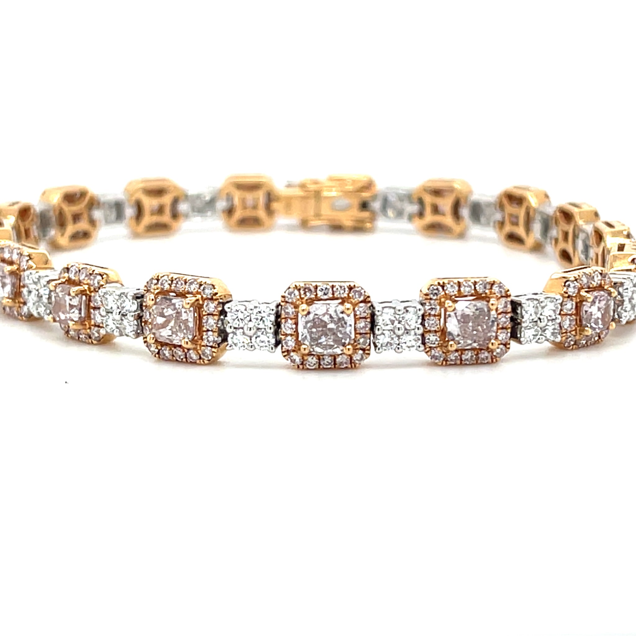 18k White & Rose Gold Pink & White Diamond Bracelet