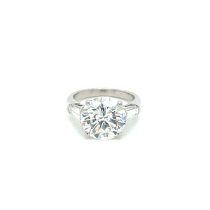 Platinum 5.00ct Round Brilliant Tapered Baguette Diamond Accent Ring