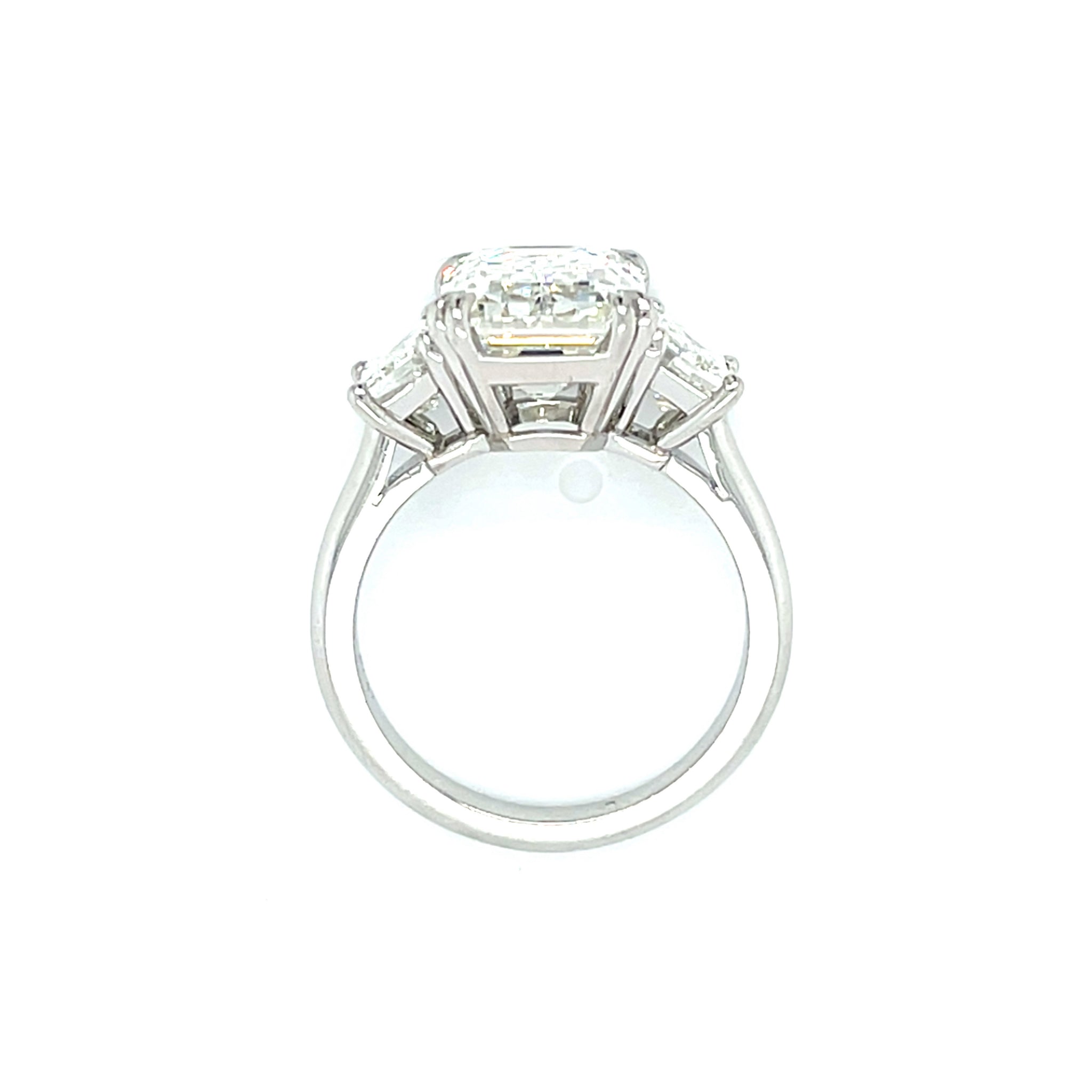 Platinum 5.88ct Emerald Cut Diamond Trapezoid Diamond Accent Ring