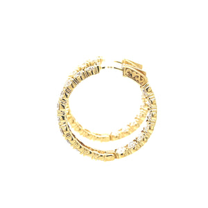 14k Yellow Gold 7.01ctw Round Brilliant Diamond In & Out Hoop Earrings