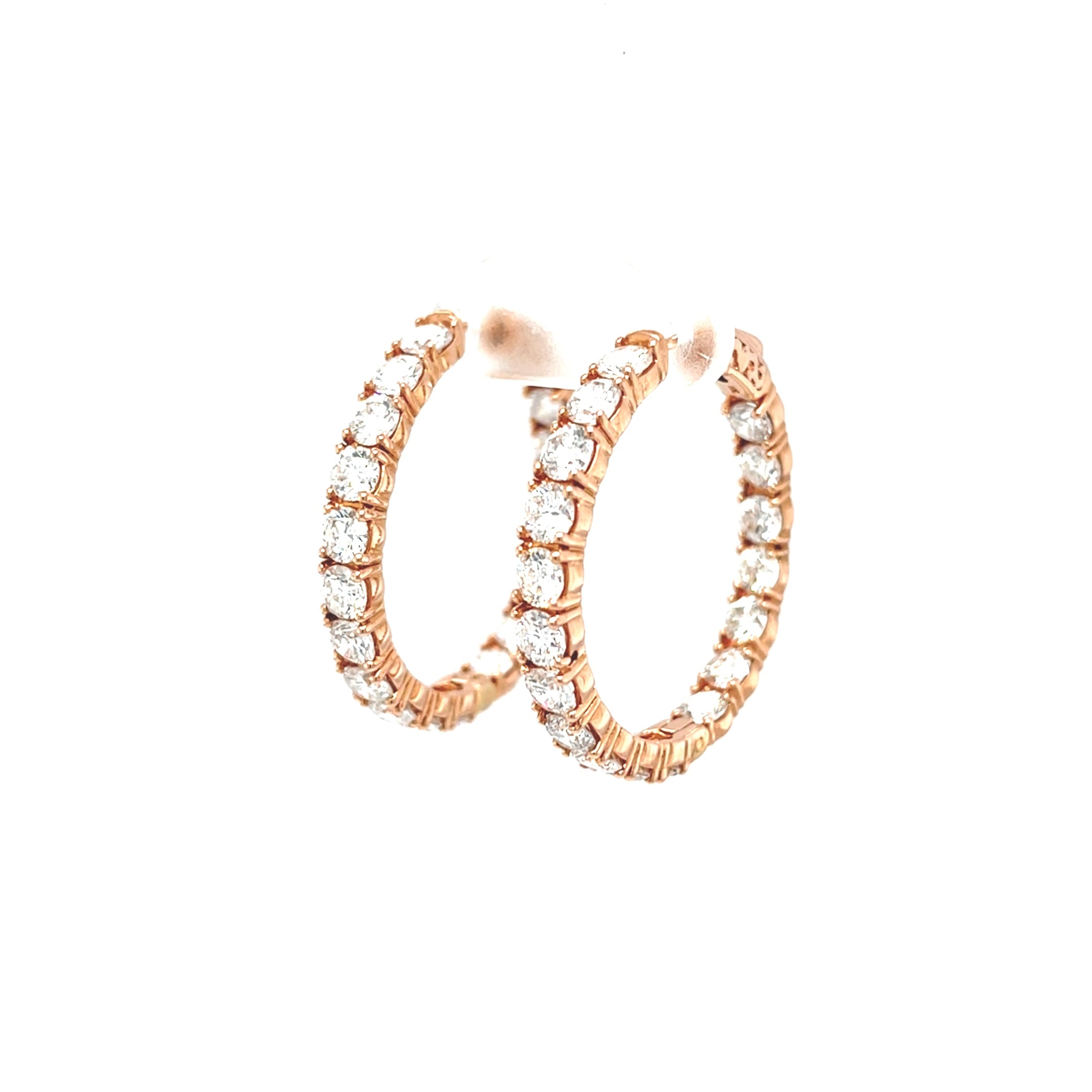 14k Rose Gold 6.65ctw Round Brilliant Diamond In & Out Hoop Earrings