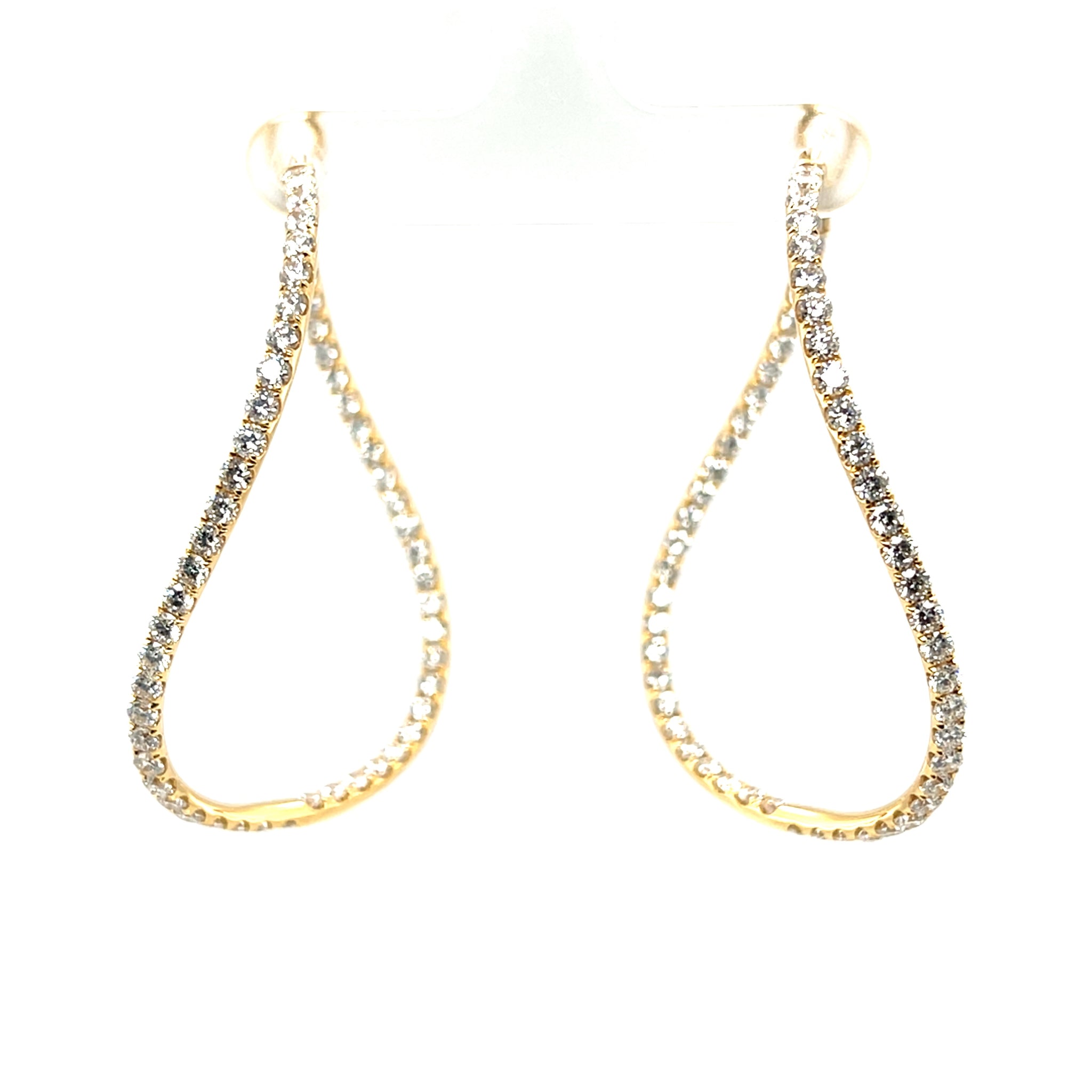 18k Yellow Gold 4.39ctw Round Brilliant Diamond Twist Hoop Earrings