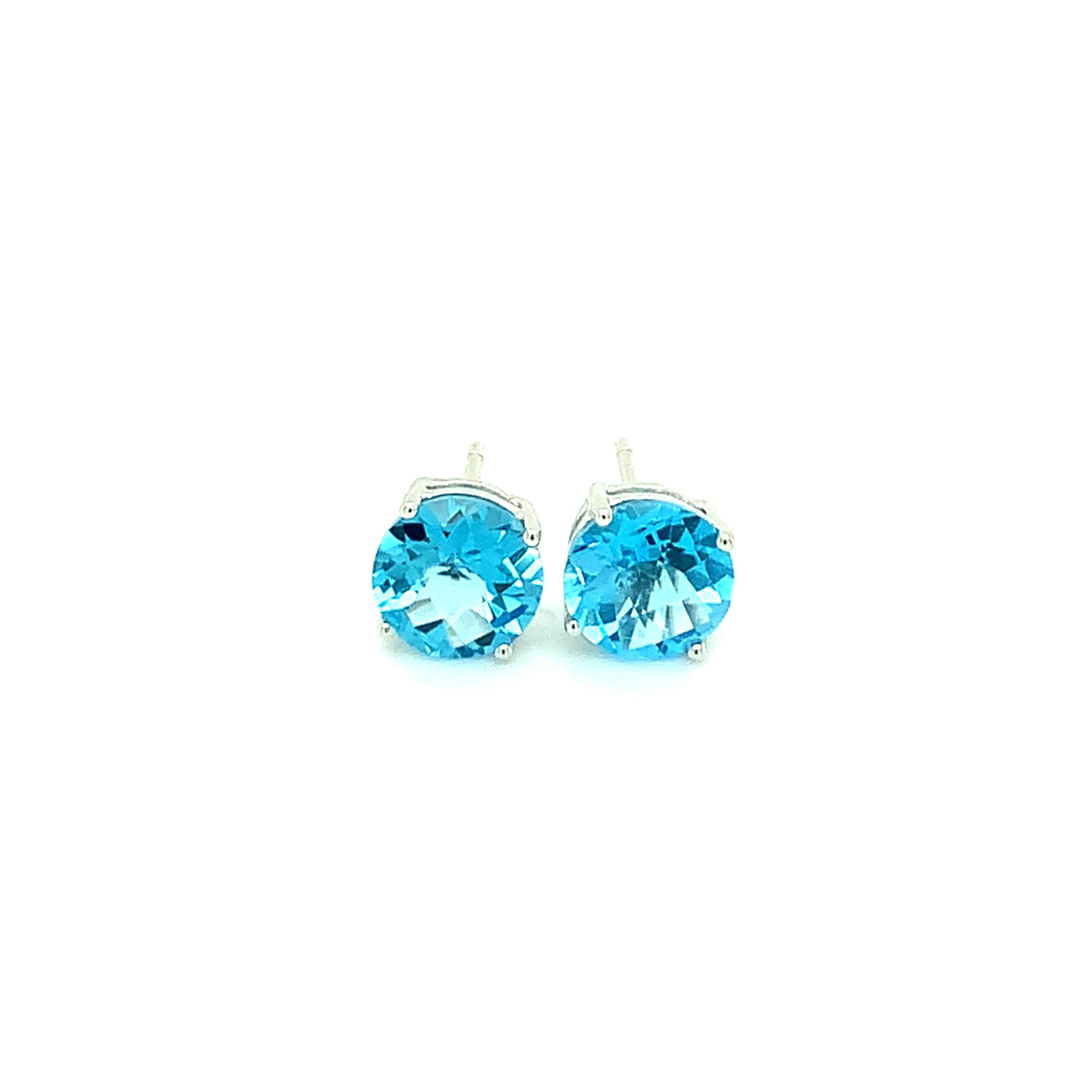 14k White Gold 2.68ctw Blue Topaz Stud Earrings